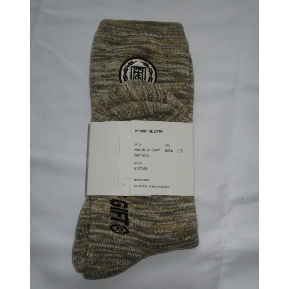 Honor The Gift HTG Crest Heavy Knit Kids Socks Yellow/Green Multicolor NIP